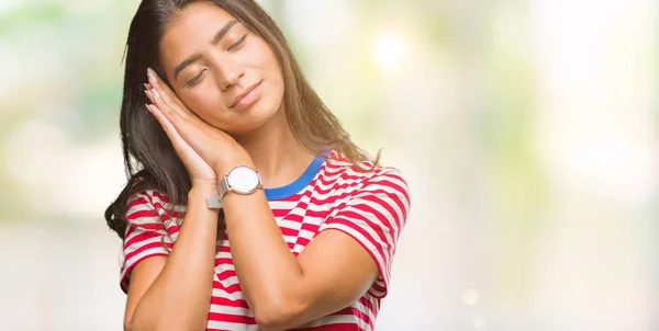 Young Beautiful Arab Woman Isolated Background Sleeping Tired Dreaming Posing — Stock Photo, Image