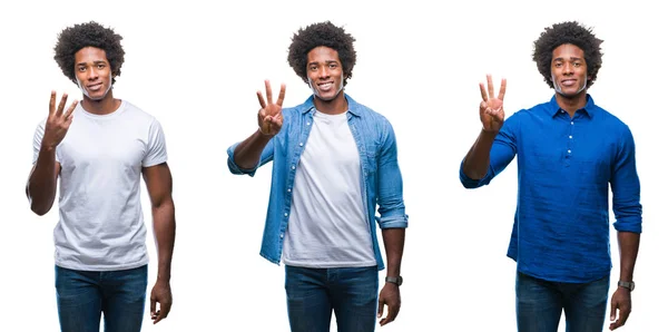 Collage Van Afro Amerikaanse Jongeman Shirtless Zakenman Geïsoleerde Achtergrond Weergeven — Stockfoto