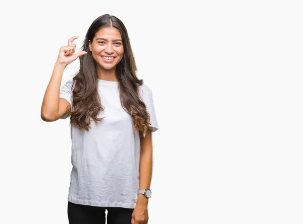 Joven Mujer Árabe Hermosa Sobre Fondo Aislado Sonriente Seguro Gesto — Foto de Stock