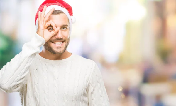 Young Handsome Man Wearing Santa Claus Hat Isolated Background Doing — Stock Photo, Image