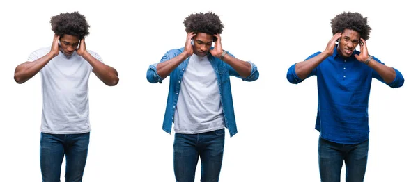 Collage Afroamericano Joven Hombre Sin Camisa Hombre Negocios Sobre Fondo —  Fotos de Stock