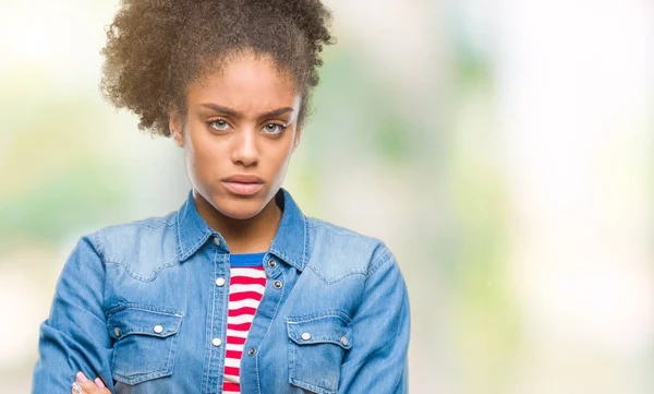 Young Afro American Woman Isolated Background Skeptic Nervous Disapproving Expression — Stock Photo, Image