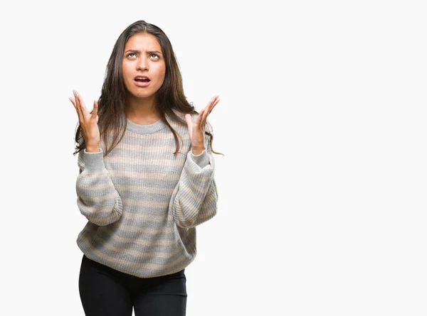 Young Beautiful Arab Woman Wearing Winter Sweater Isolated Background Crazy — Stock Photo, Image