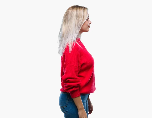 Young Blonde Woman Wearing Winter Sweater Isolated Background — Stock Photo, Image