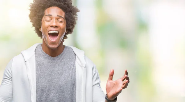 Afro American Man Wearing Sweatshirt Isolated Background Celebrating Mad Crazy — Stock Photo, Image