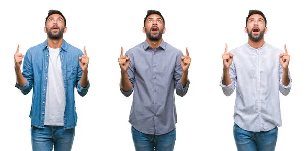 Collage Guapo Joven Indio Sobre Fondo Aislado Asombrado Sorprendido Mirando — Foto de Stock