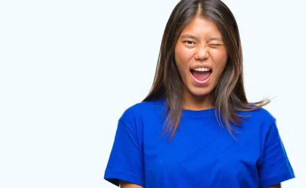 Genç Asyalı Kadın Seksi Bir Ifadeyle Neşeli Mutlu Yüzünü Kameraya — Stok fotoğraf