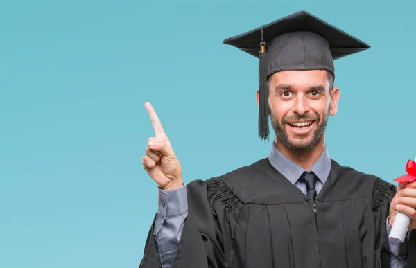 Fiatal Jóképű Végzett Ember Aki Diplomát Elszigetelt Háttérhez Képest Nagyon — Stock Fotó