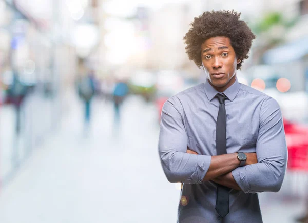 Uomo Affari Afro Americano Sfondo Isolato Scettico Nervoso Espressione Disapprovazione — Foto Stock