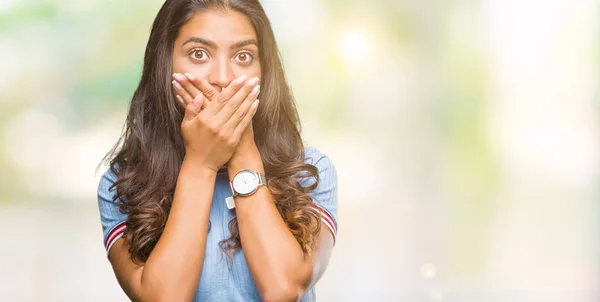 Young Beautiful Arab Woman Isolated Background Shocked Covering Mouth Hands — Stock Photo, Image