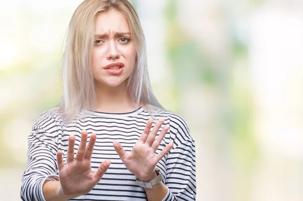 Jonge Blonde Vrouw Geïsoleerde Achtergrond Walgen Expressie Ontevreden Angstig Walging — Stockfoto