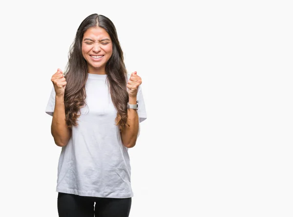 Jovem Bela Mulher Árabe Sobre Fundo Isolado Animado Para Sucesso — Fotografia de Stock