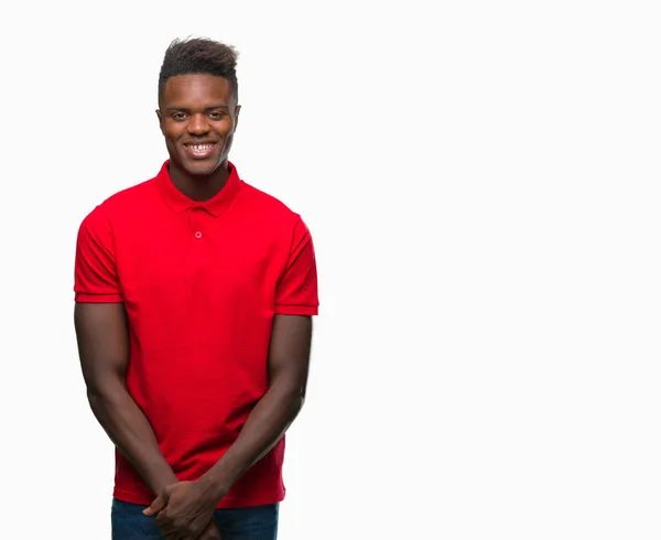 Jovem Homem Afro Americano Sobre Fundo Isolado Com Sorriso Feliz — Fotografia de Stock