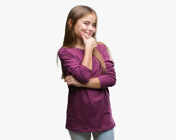 Young Beautiful Girl Isolated Background Looking Confident Camera Smile Crossed — Stock Photo, Image