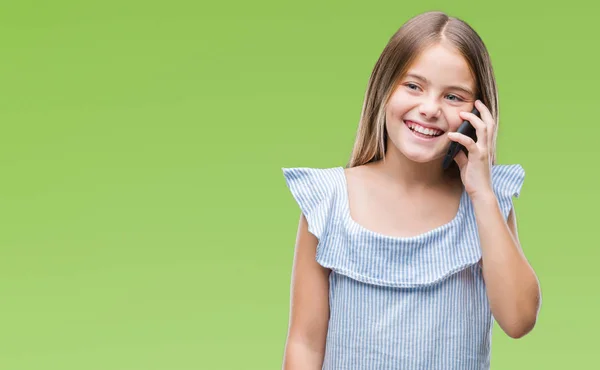 Giovane Bella Ragazza Che Parla Telefono Sfondo Isolato Con Viso — Foto Stock