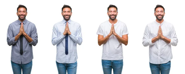 Collage Hombre Joven Con Mirada Casual Sobre Fondo Blanco Aislado — Foto de Stock