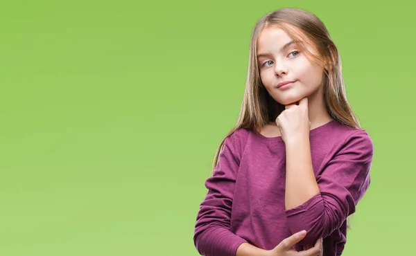 Menina Bonita Nova Sobre Fundo Isolado Com Mão Queixo Pensando — Fotografia de Stock