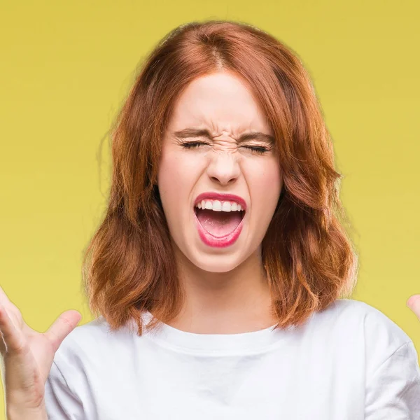 Joven Mujer Hermosa Sobre Fondo Aislado Celebrando Loco Loco Por —  Fotos de Stock