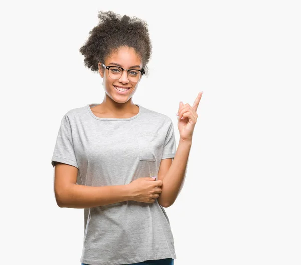 Young Afro American Woman Wearing Glasses Isolated Background Big Smile — Stock Photo, Image