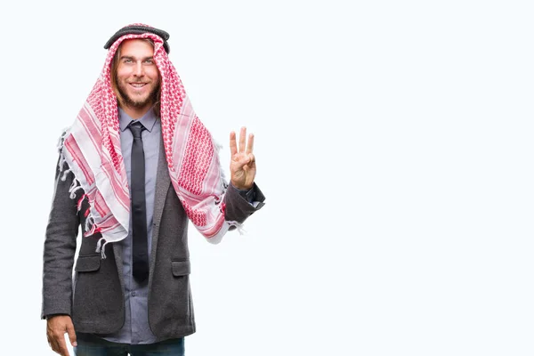 Giovane Bell Uomo Arabo Con Capelli Lunghi Che Indossa Keffiyeh — Foto Stock