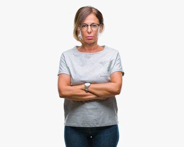 Middle Age Senior Hispanic Woman Wearing Glasses Isolated Background Skeptic — Stock Photo, Image