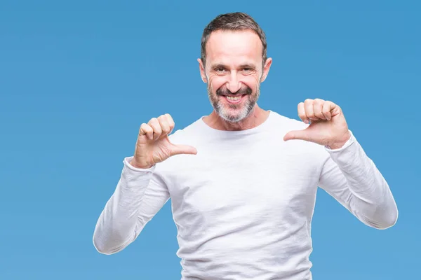 Hombre Mayor Alzado Mediana Edad Con Camiseta Blanca Sobre Fondo — Foto de Stock