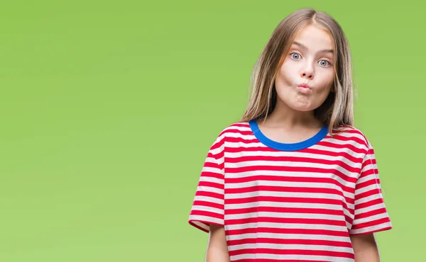 Menina Bonita Jovem Sobre Fundo Isolado Fazendo Cara Peixe Com — Fotografia de Stock