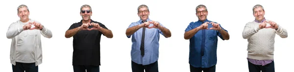Κολάζ Από Ανώτερους Γηραιός Άνδρα Πάνω Άσπρο Backgroud Απομονωμένες Χαμογελώντας — Φωτογραφία Αρχείου