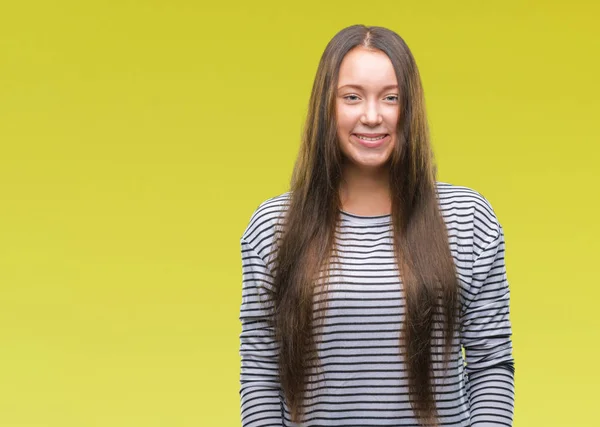 Joven Hermosa Mujer Caucásica Sobre Fondo Aislado Con Una Sonrisa — Foto de Stock