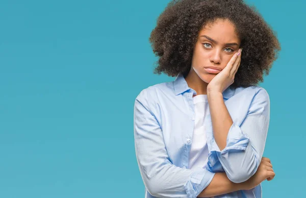 Fiatal Afro Amerikai Felett Elszigetelt Háttér Gondolkodás Látszó Fáradt Unatkozni — Stock Fotó