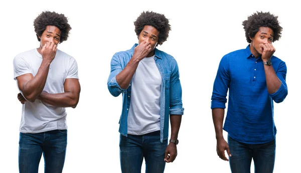 Kolaj Afrikalı Amerikalı Genç Gömleksiz Adam Adamı Stresli Gergin Ile — Stok fotoğraf