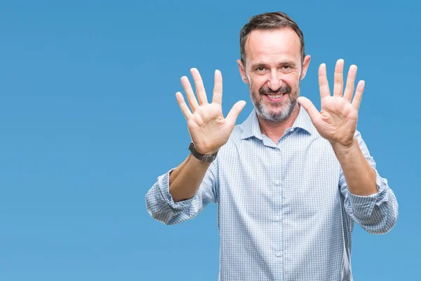 Edad Media Hoary Hombre Negocios Senior Sobre Fondo Aislado Mostrando — Foto de Stock