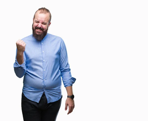 Giovane Uomo Hipster Caucasico Sfondo Isolato Molto Felice Eccitato Facendo — Foto Stock