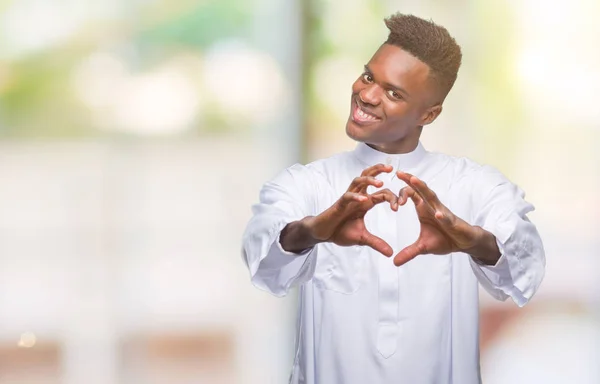 Joven Hombre Africano Árabe Vistiendo Djellaba Tradicional Sobre Fondo Aislado — Foto de Stock