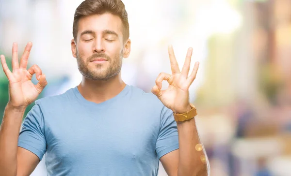 Young Handsome Man Isolated Background Relax Smiling Eyes Closed Doing — Stock Photo, Image