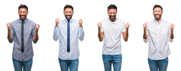 Collage Ung Man Bär Casual Look Över Vita Isolerade Backgroud — Stockfoto