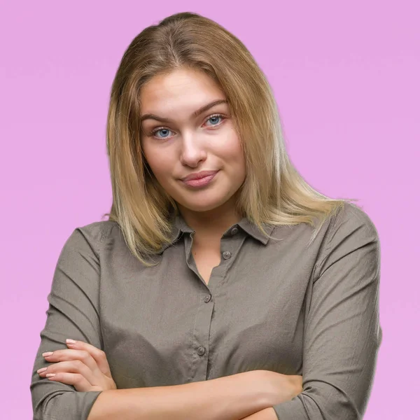 Junge Kaukasische Geschäftsfrau Vor Isoliertem Hintergrund Mit Glücklichem Gesicht Und — Stockfoto
