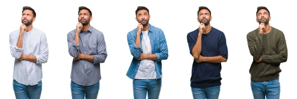 Collage Hombre Joven Con Mirada Casual Sobre Fondo Blanco Aislado —  Fotos de Stock