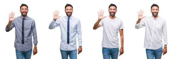 Collage Hombre Joven Con Mirada Casual Sobre Fondo Blanco Aislado —  Fotos de Stock