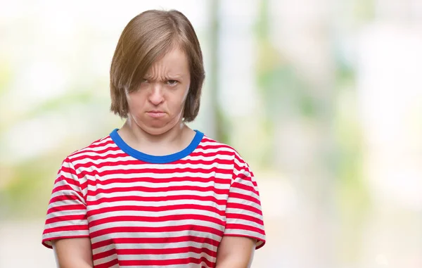 Jonge Volwassen Vrouw Met Het Syndroom Van Geïsoleerde Achtergrond Scepticus — Stockfoto