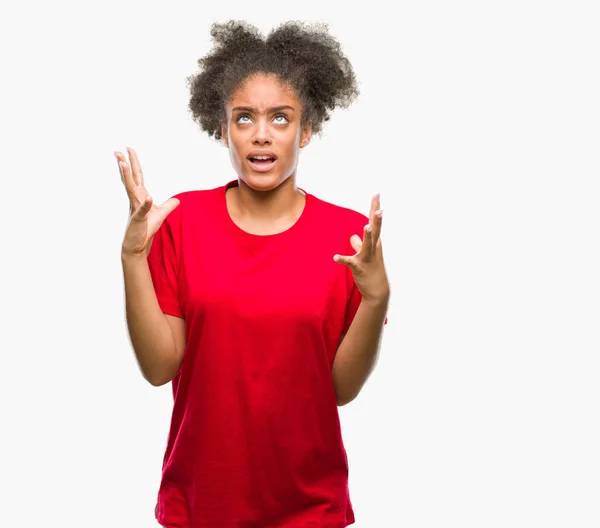 Young Afro American Woman Isolated Background Crazy Mad Shouting Yelling — Stock Photo, Image