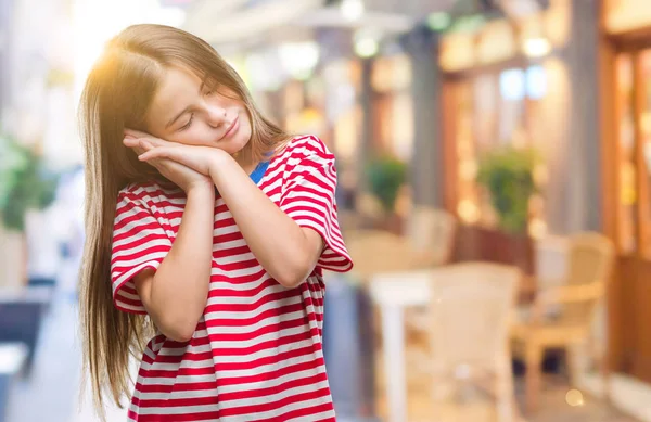 Young Beautiful Girl Isolated Background Sleeping Tired Dreaming Posing Hands — Stock Photo, Image