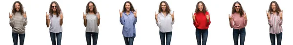 Composition Young Brazilian Woman Isolated White Background Shouting Crazy Expression — Stock Photo, Image