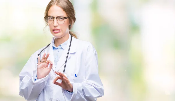 Beautiful Young Blonde Doctor Woman Wearing Medical Uniform Isolated Background — Stock Photo, Image