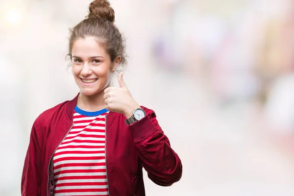 Mooie Brunette Krullend Haar Jong Meisje Dragen Van Een Jas — Stockfoto