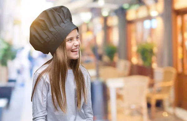 Young Beautiful Girl Wearing Chef Hat Uniform Isolated Background Looking — Stock Photo, Image