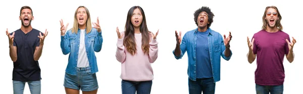 Samenstelling Van African American Hispanic Chinese Groep Mensen Geïsoleerde Witte — Stockfoto