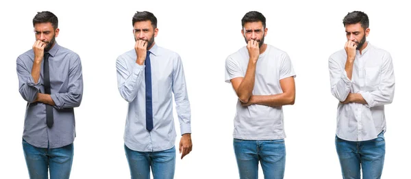 Collage Eines Jungen Mannes Lässigem Look Über Weißem Isoliertem Hintergrund — Stockfoto