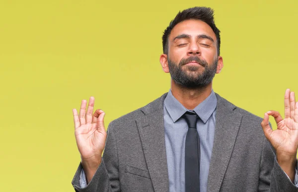 Homem Negócios Hispânico Adulto Sobre Fundo Isolado Relaxar Sorrir Com — Fotografia de Stock