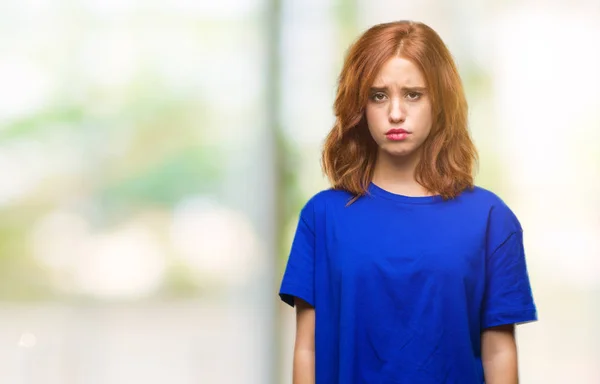 Junge Schöne Frau Mit Isoliertem Hintergrund Deprimiert Und Besorgt Über — Stockfoto